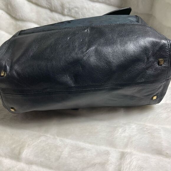 Vince Camuto black soft leather &calf hair Satchel/crossbody bag gold tone studs - Picture 16 of 16